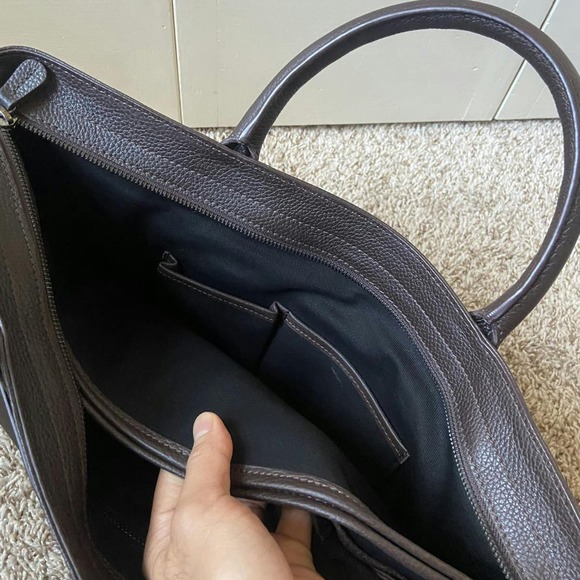 Mark & Graham Leather Briefcase Bag Chocolate Brown Shoulder Side Bag - Picture 11 of 16